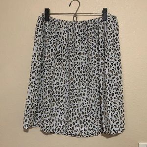 Vintage ladies animal print elastic waist midi skirt